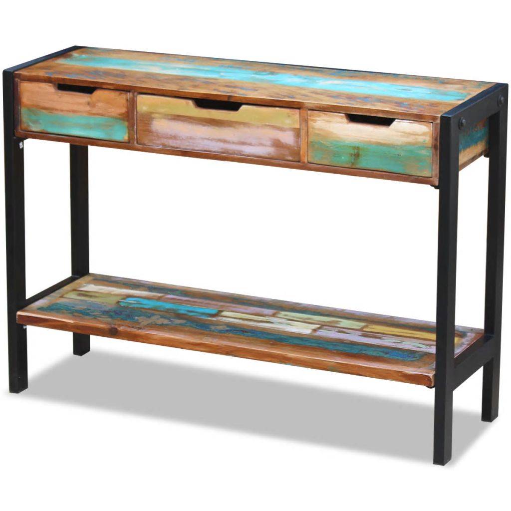 vidaXL Sideboard mit 3 Schubladen Altholz Massiv
