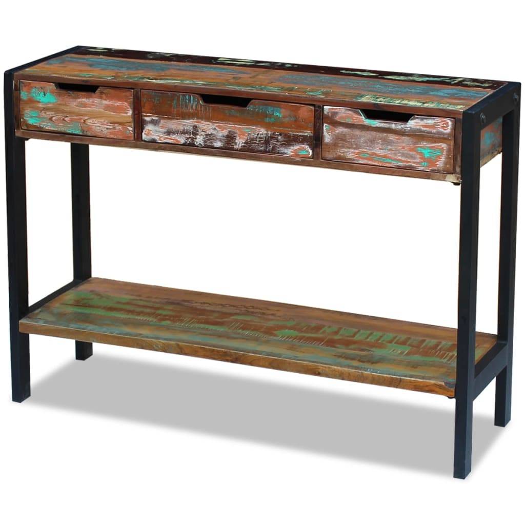 vidaXL Sideboard mit 3 Schubladen Altholz Massiv