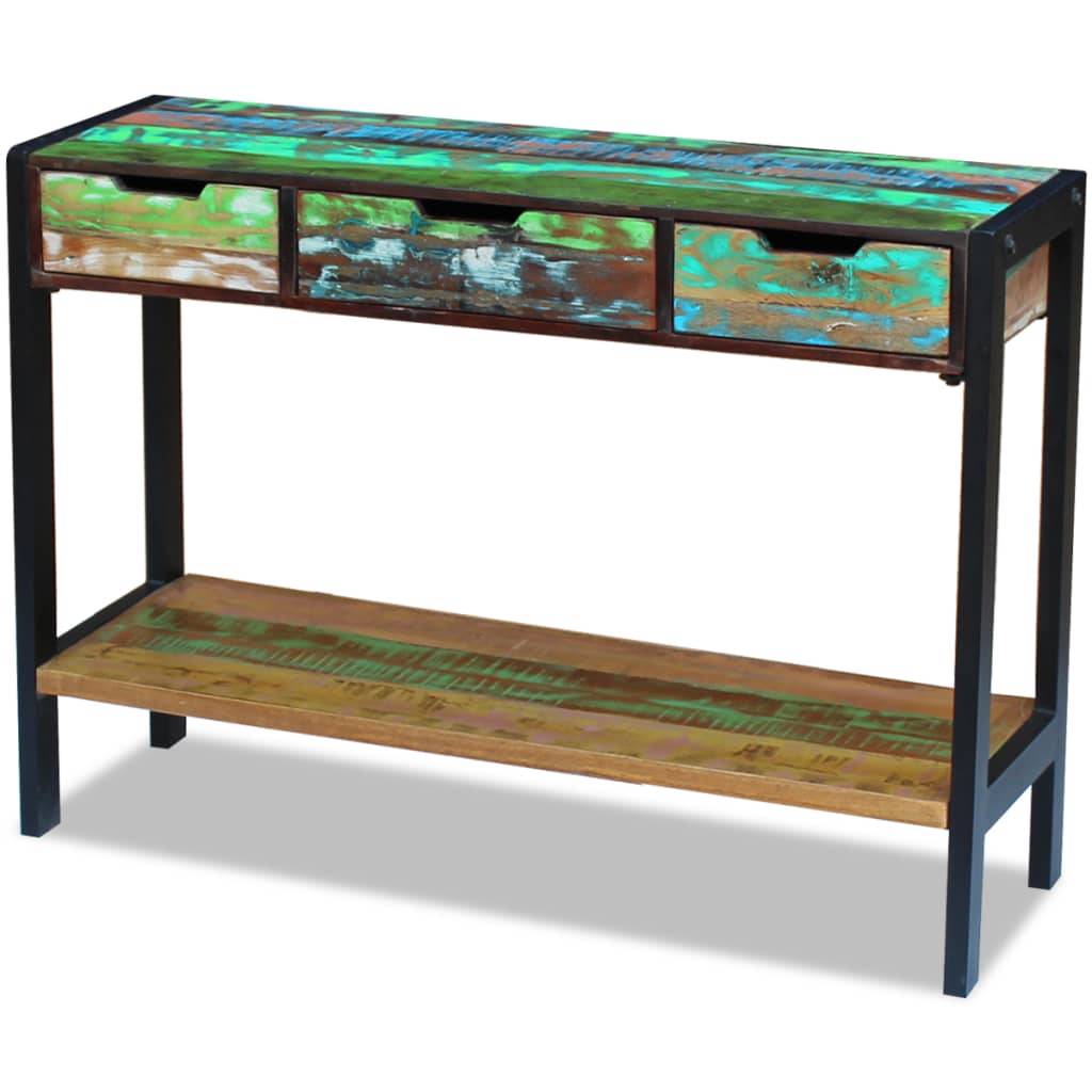 vidaXL Sideboard mit 3 Schubladen Altholz Massiv