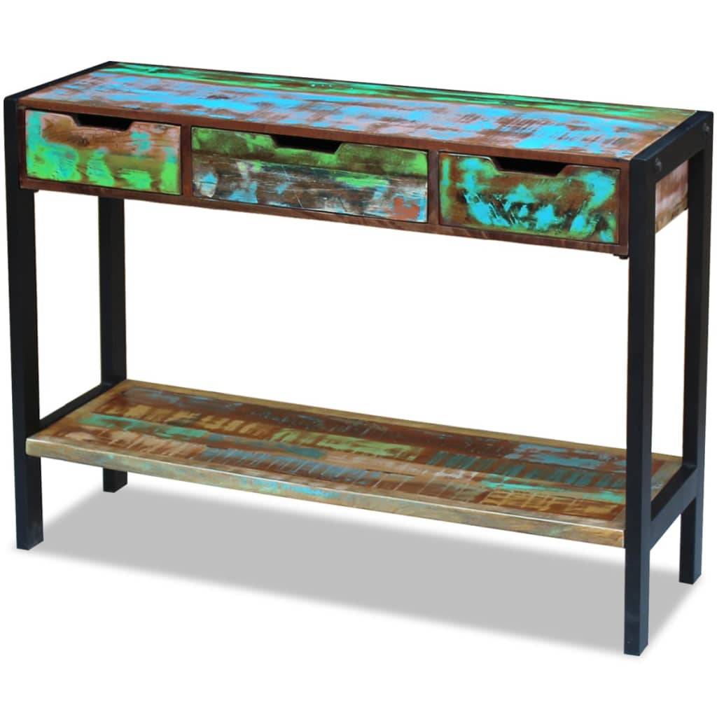 vidaXL Sideboard mit 3 Schubladen Altholz Massiv