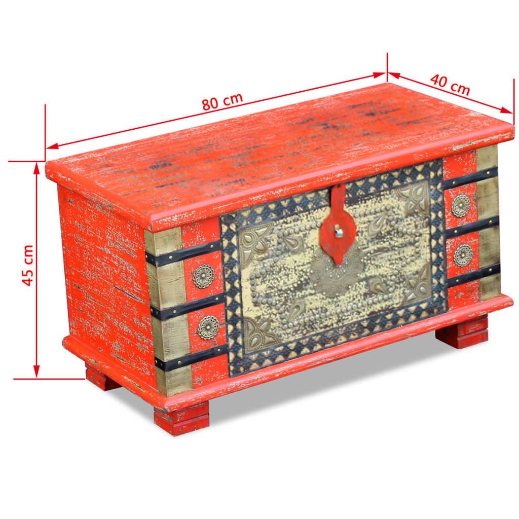 vidaXL Aufbewahrungstruhe Rot Mangoholz 80x40x45 cm