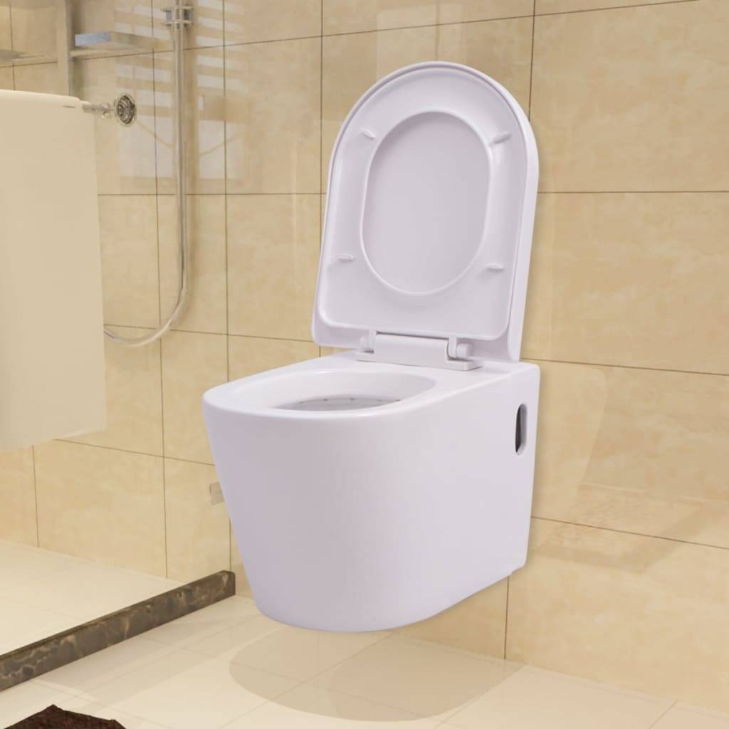 vidaXL Wandmontierte Toilette Keramik Weiß