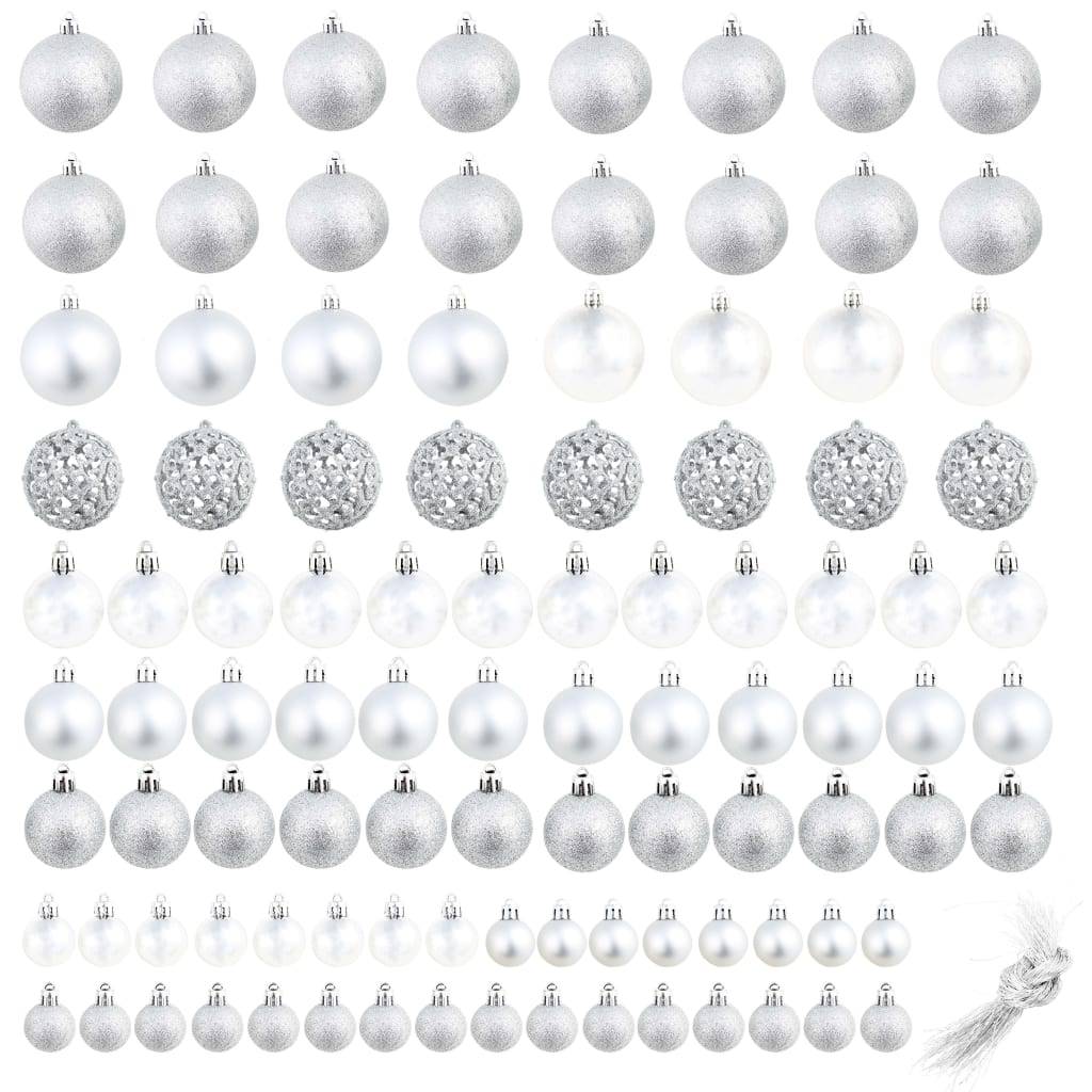 vidaXL 100-tlg. Weihnachtskugel-Set 3/4/6 cm Silbern