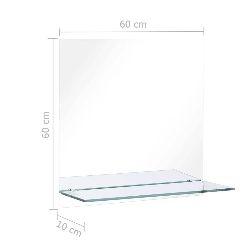 vidaXL Wandspiegel mit Regal 60×60 cm Hartglas