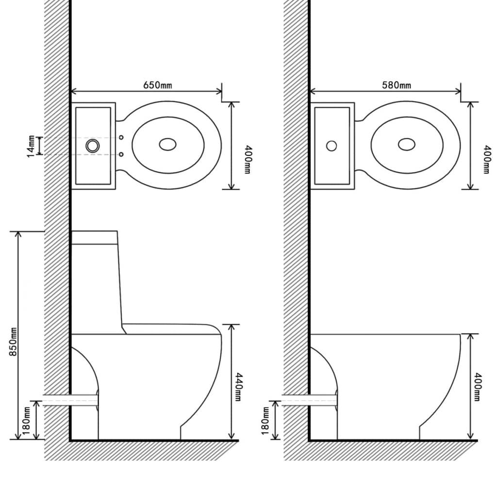 vidaXL Stand-WC & Bidet Set Schwarz Keramik