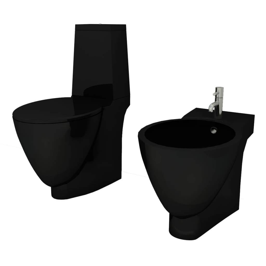 vidaXL Keramik-WC & Bidet-Set Schwarz