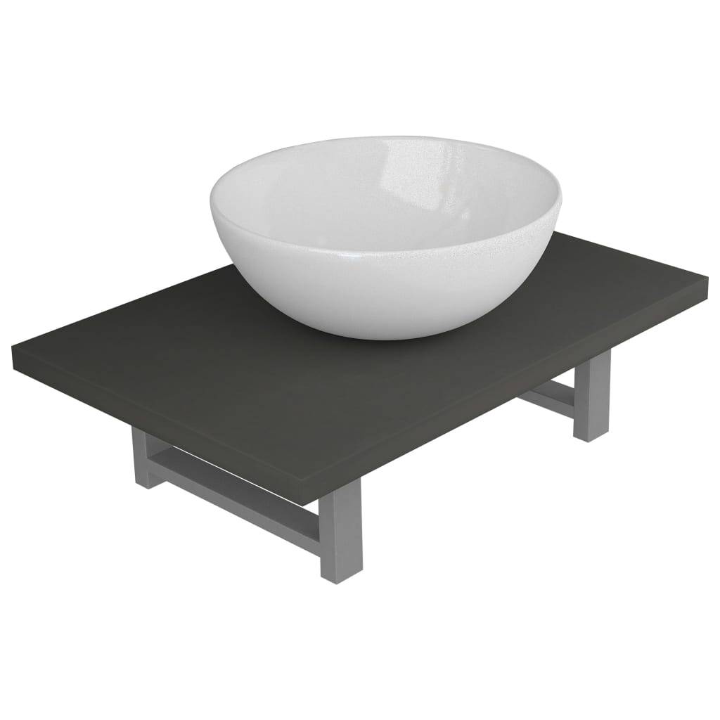 vidaXL 2-tlg. Badmöbel-Set Keramik Grau