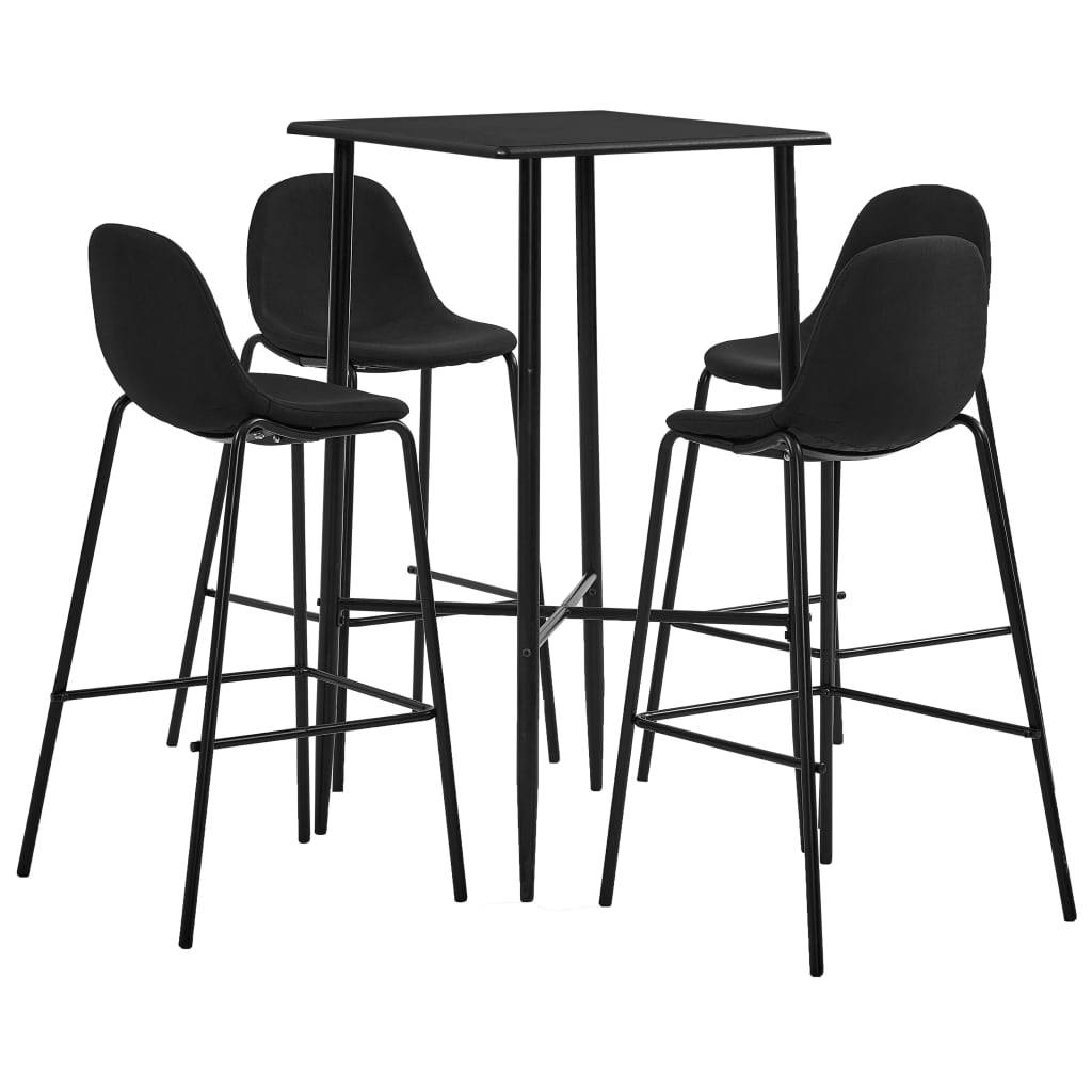 vidaXL 5-tlg. Bar-Set Stoff Schwarz