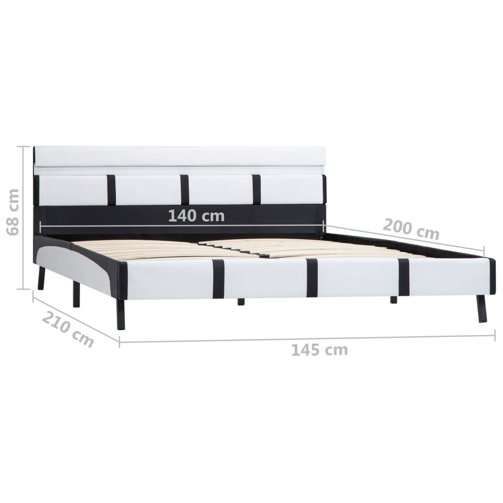 vidaXL Bettgestell mit LED Weiß Kunstleder 140x200 cm