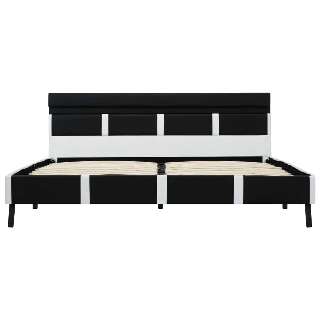 vidaXL Bettgestell mit LED Schwarz Kunstleder 140x200 cm