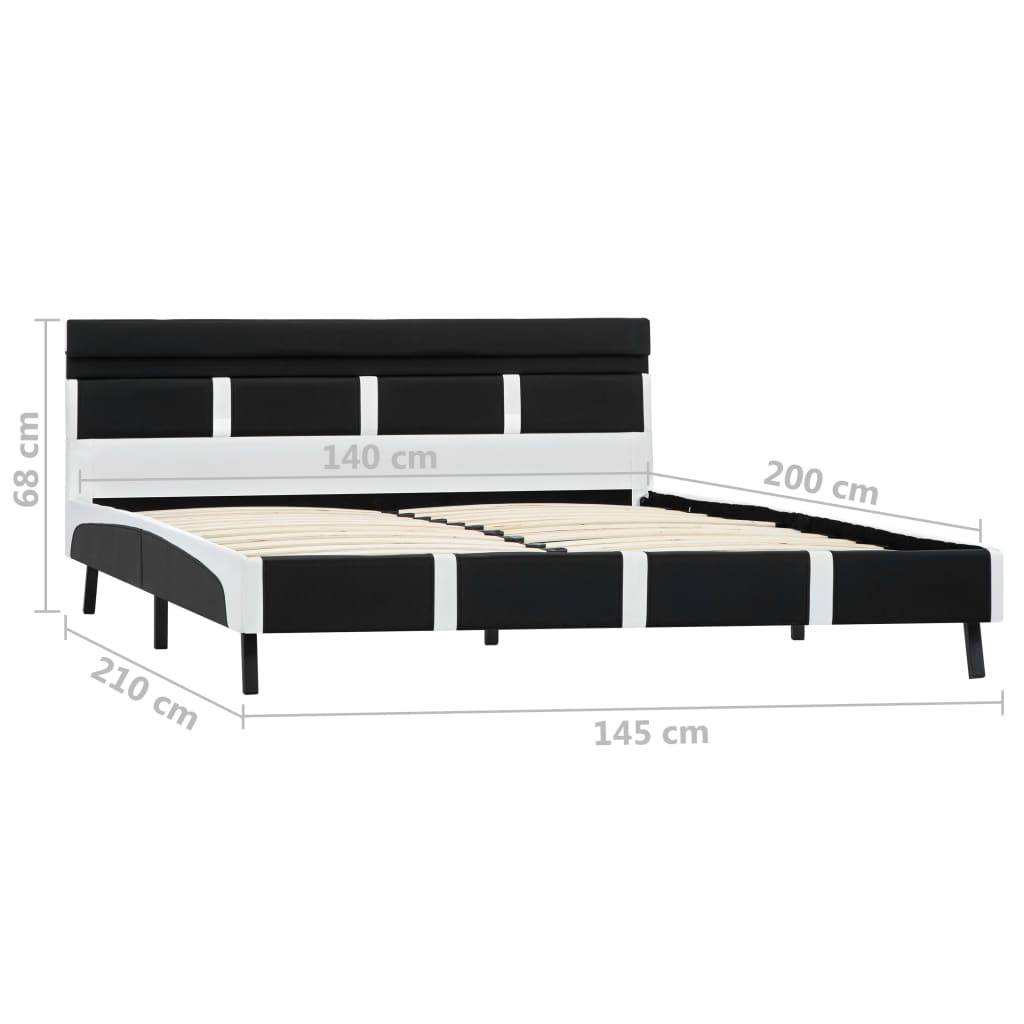 vidaXL Bettgestell mit LED Schwarz Kunstleder 140x200 cm