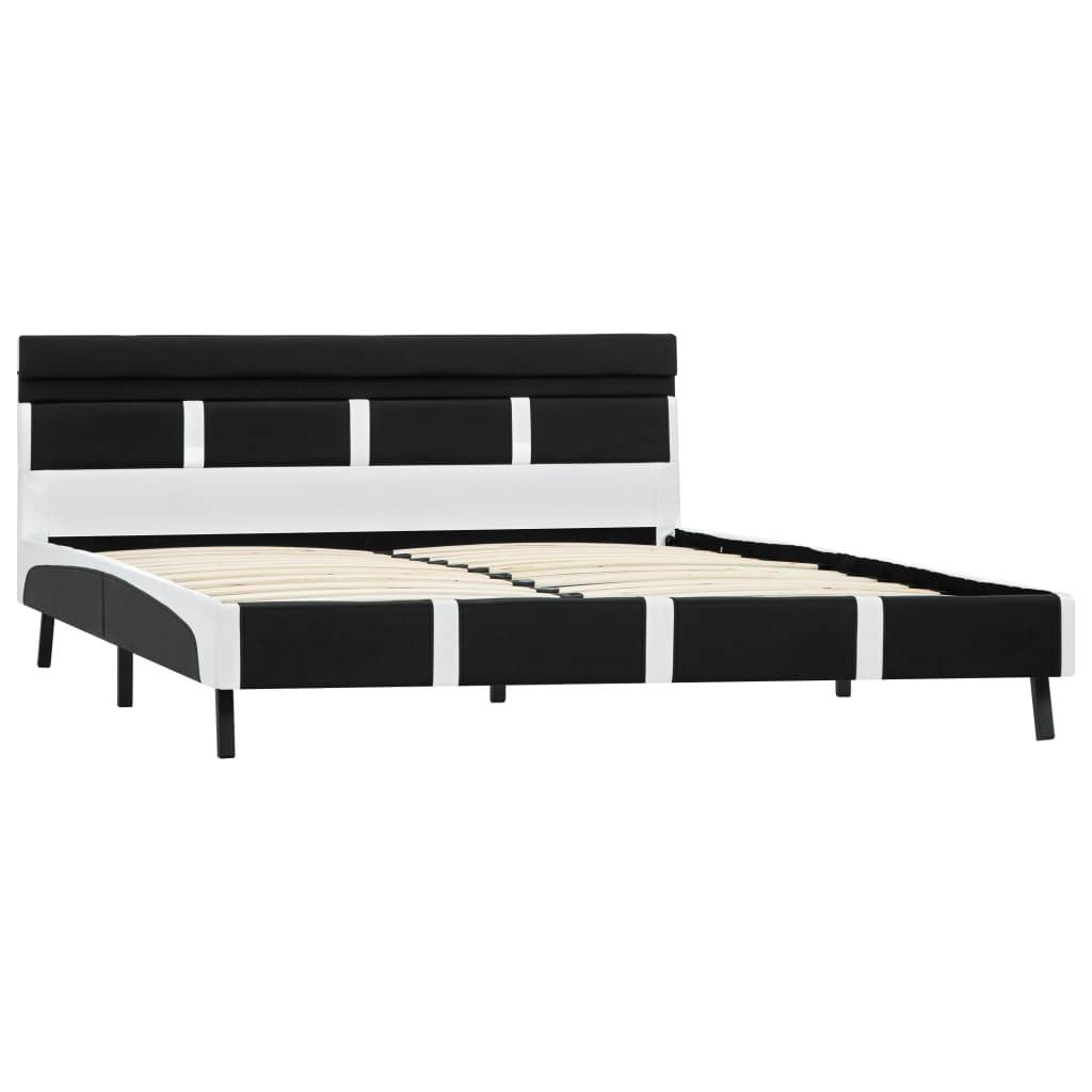 vidaXL Bettgestell mit LED Schwarz Kunstleder 160x200 cm
