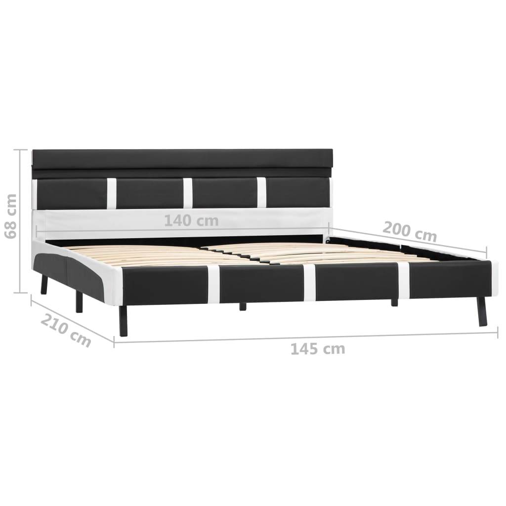 vidaXL Bettgestell mit LED Grau Kunstleder 140x200 cm