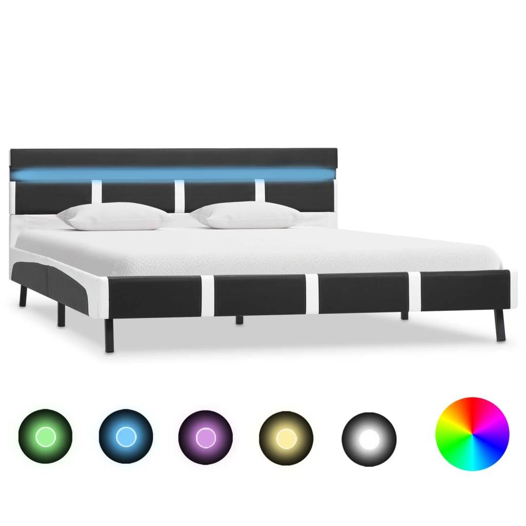 vidaXL Bettgestell mit LED Grau Kunstleder 160x200 cm
