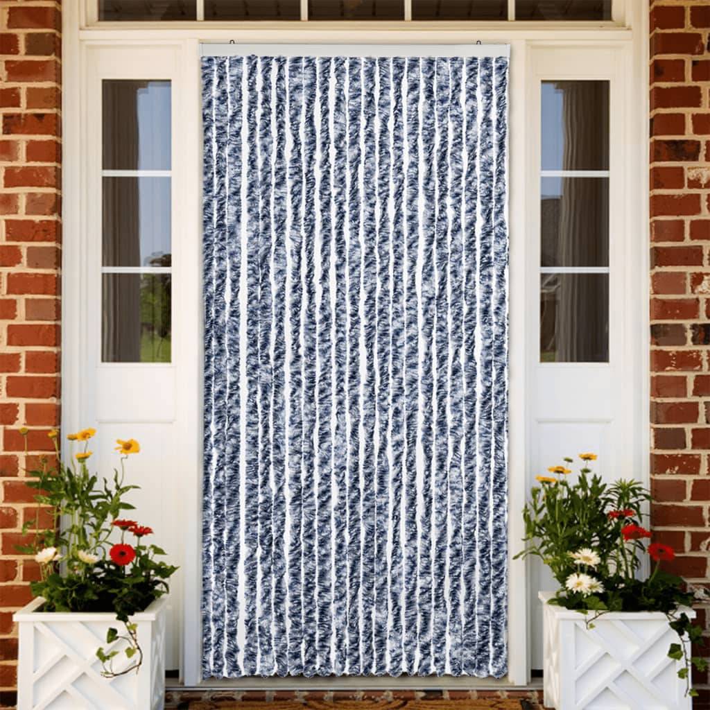 vidaXL Insektenschutz-Vorhang Blau, Weiß und Silbern 90x220cm Chenille