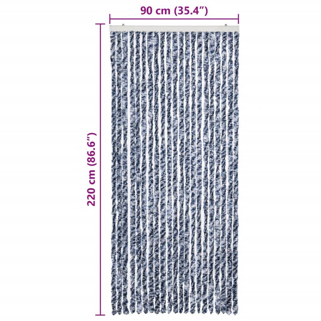 vidaXL Insektenschutz-Vorhang Blau, Weiß und Silbern 90x220cm Chenille