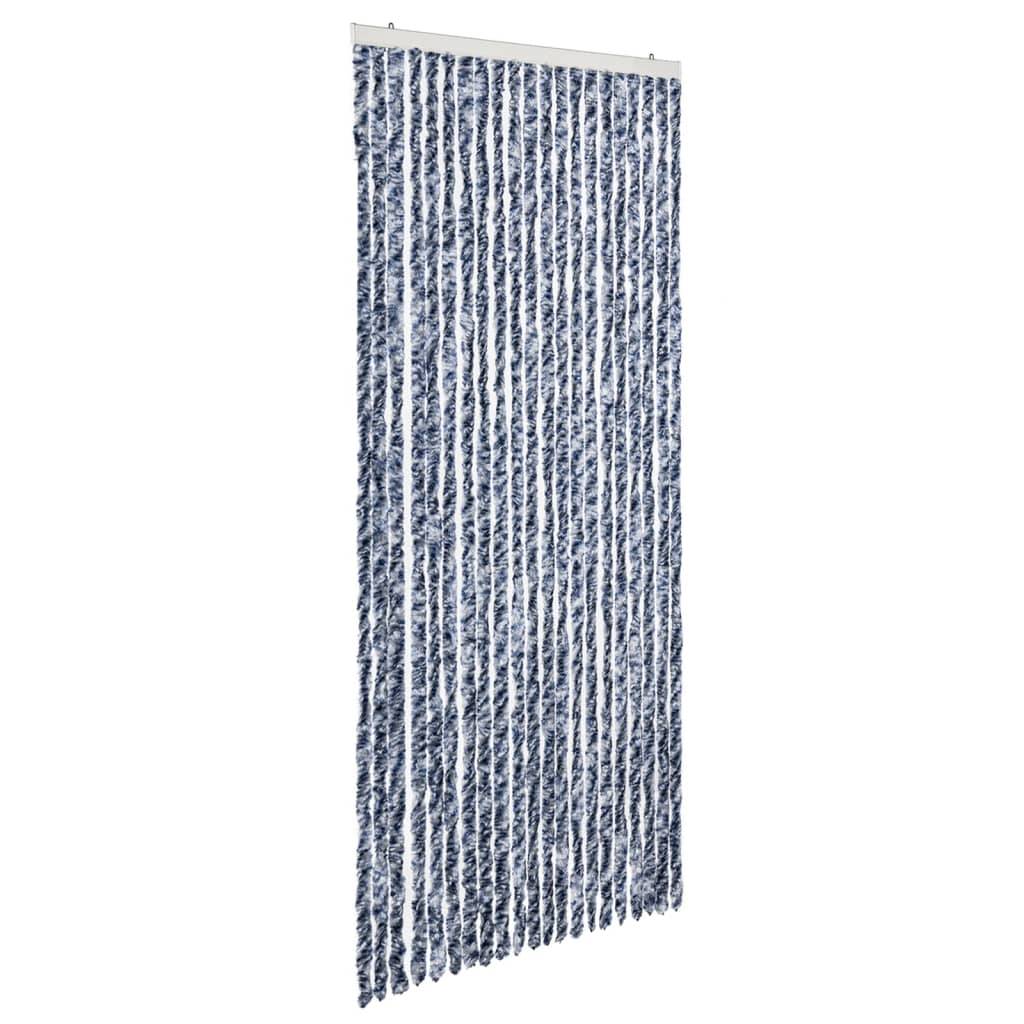 vidaXL Insektenschutz-Vorhang Blau, Weiß und Silbern 90x220cm Chenille