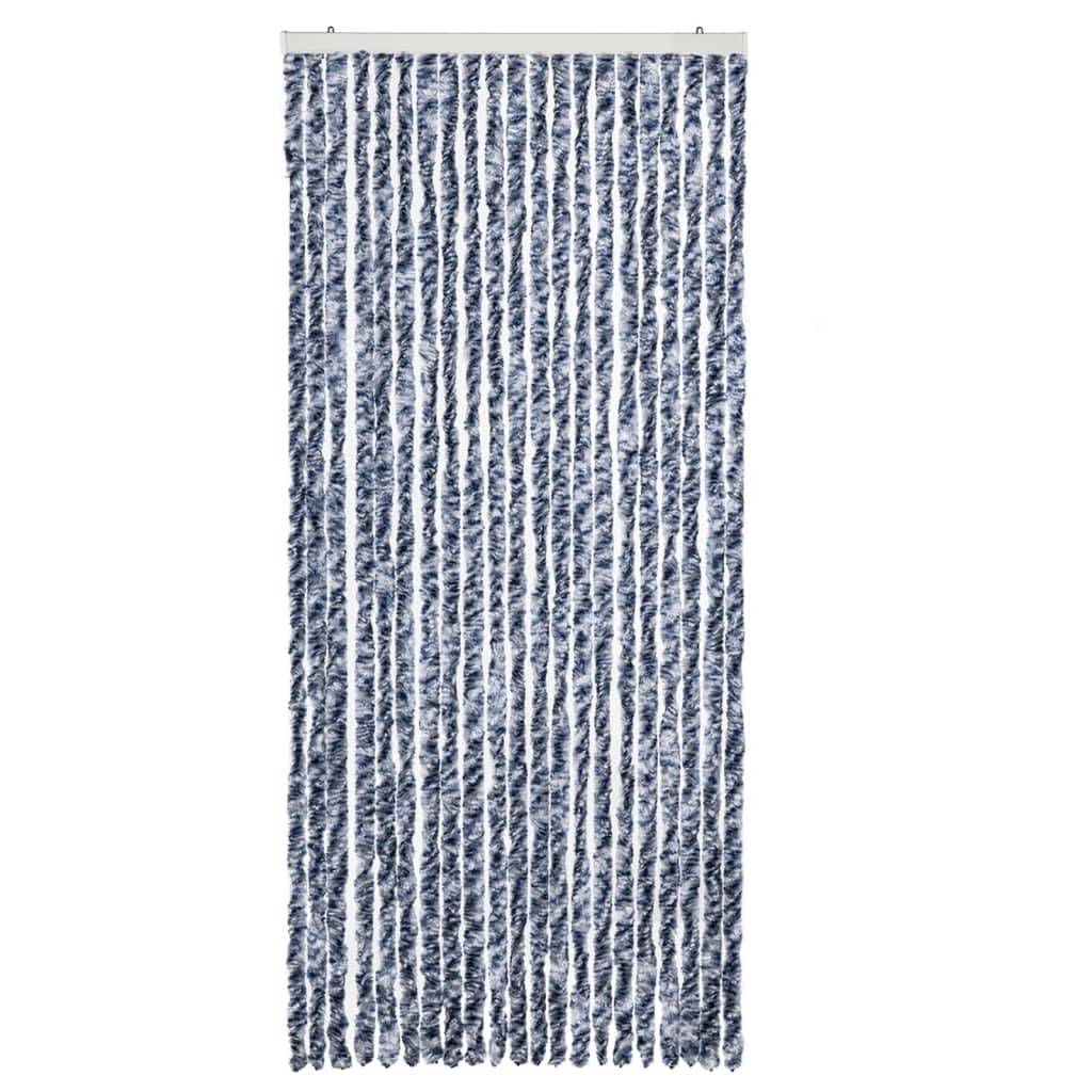 vidaXL Insektenschutz-Vorhang Blau, Weiß und Silbern 90x220cm Chenille