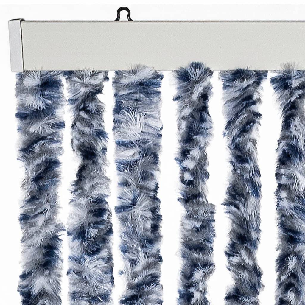 vidaXL Insektenschutz-Vorhang Blau, Weiß und Silbern 90x220cm Chenille