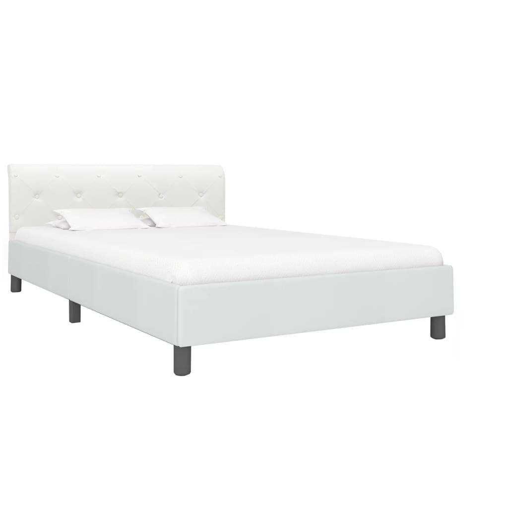 vidaXL Bettgestell Weiß Kunstleder 140×200 cm