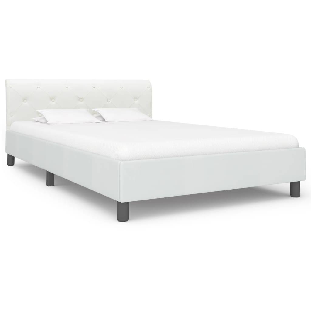 vidaXL Bettgestell Weiß Kunstleder 140×200 cm