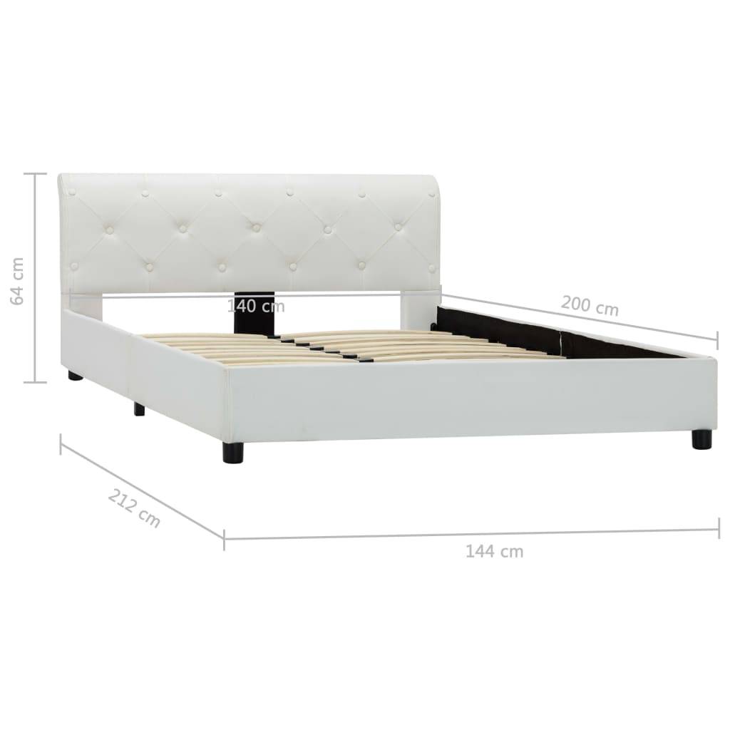 vidaXL Bettgestell Weiß Kunstleder 140×200 cm