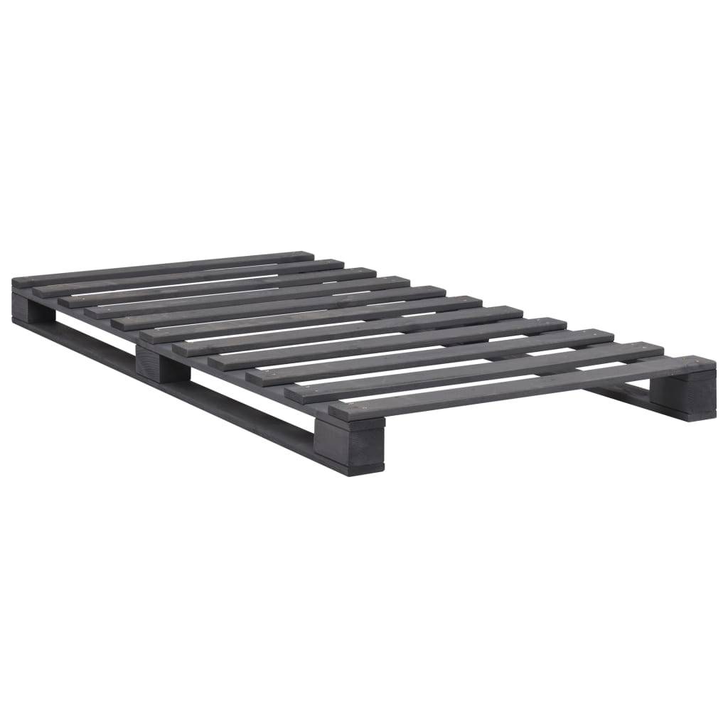 vidaXL Palettenbett Grau Massivholz Kiefer 90×200 cm