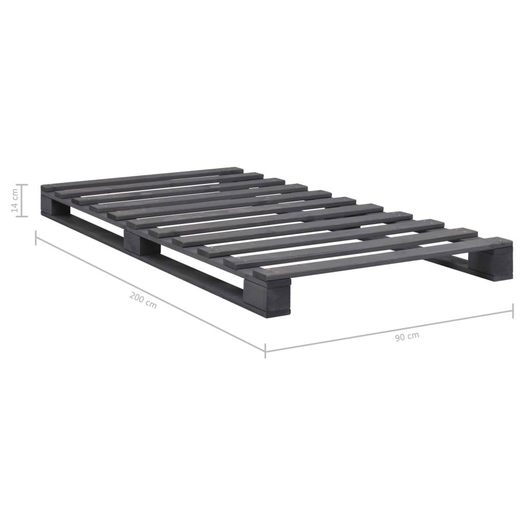 vidaXL Palettenbett Grau Massivholz Kiefer 90×200 cm