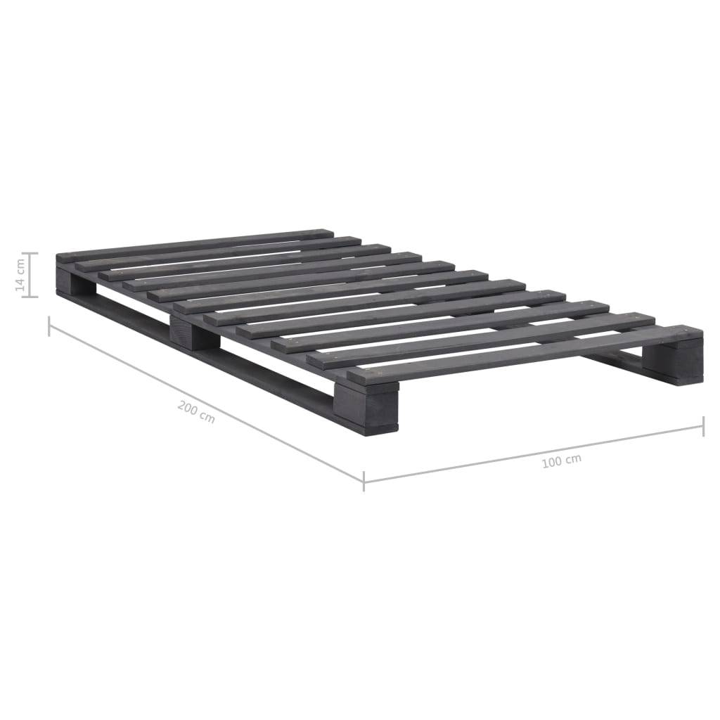 vidaXL Palettenbett Grau Massivholz Kiefer 100×200 cm
