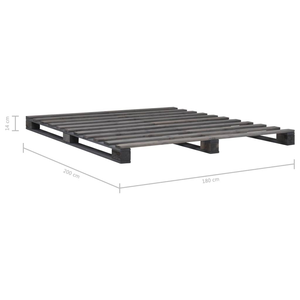 vidaXL Palettenbett Grau Massivholz Kiefer 180×200 cm