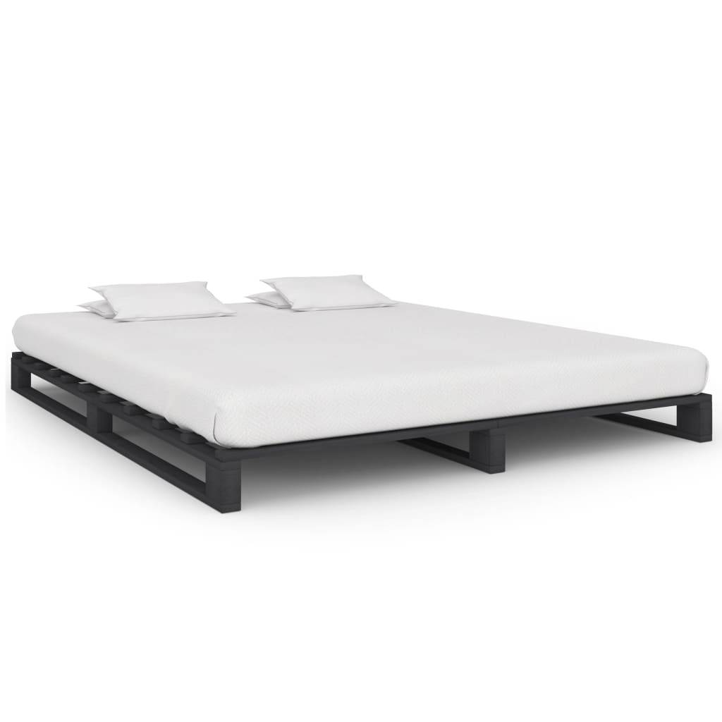 vidaXL Palettenbett Grau Massivholz Kiefer 200×200 cm