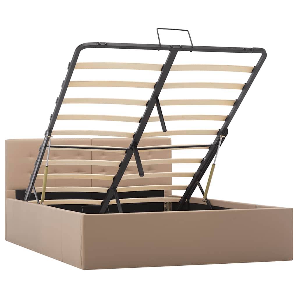 vidaXL Stauraumbett Hydraulisch Cappuccino-Braun Kunstleder 120×200 cm