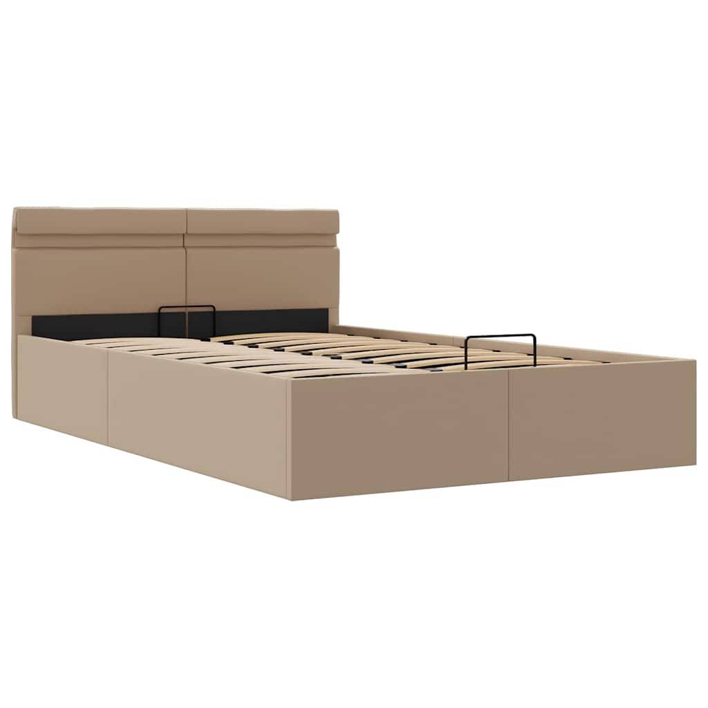 vidaXL Stauraumbett mit LED Cappuccino-Braun Kunstleder 140×200cm