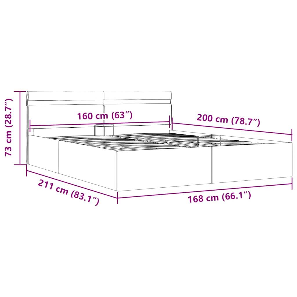 vidaXL Stauraumbett mit LED Cappuccino-Braun Kunstleder 160×200cm