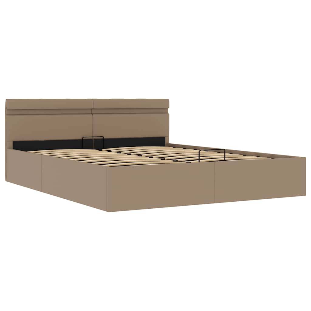 vidaXL Stauraumbett mit LED Cappuccino-Braun Kunstleder 160×200cm