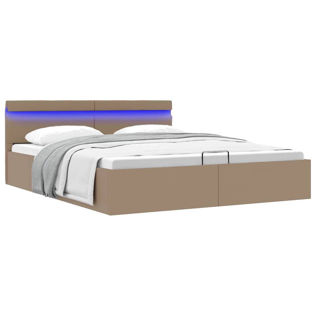 vidaXL Stauraumbett mit LED Cappuccino-Braun Kunstleder 160×200cm