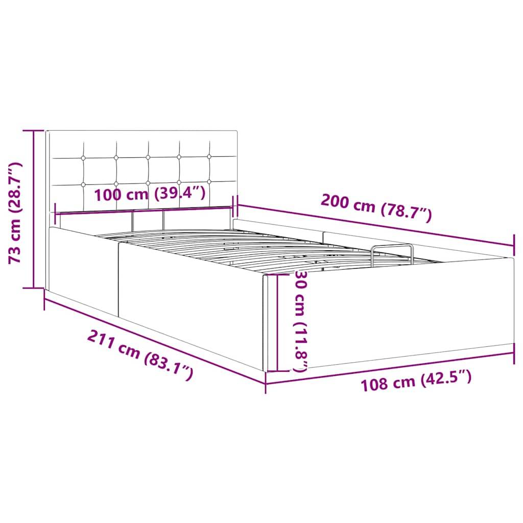 vidaXL Stauraumbett Hydraulisch Hellgrau Stoff 100×200 cm