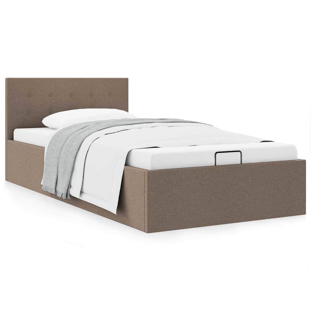 vidaXL Stauraumbett Hydraulisch Taupe Stoff 90×200 cm