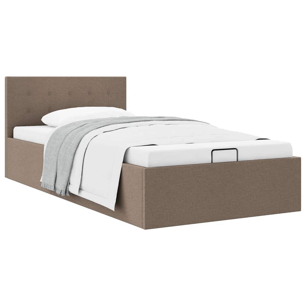 vidaXL Stauraumbett Hydraulisch Taupe Stoff 90×200 cm