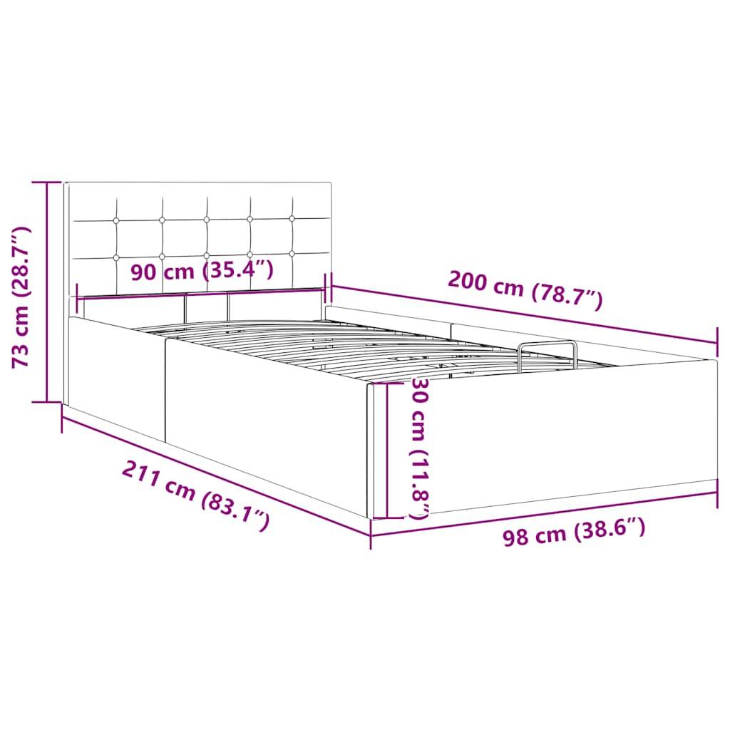 vidaXL Stauraumbett Hydraulisch Hellgrau Stoff 90×200 cm
