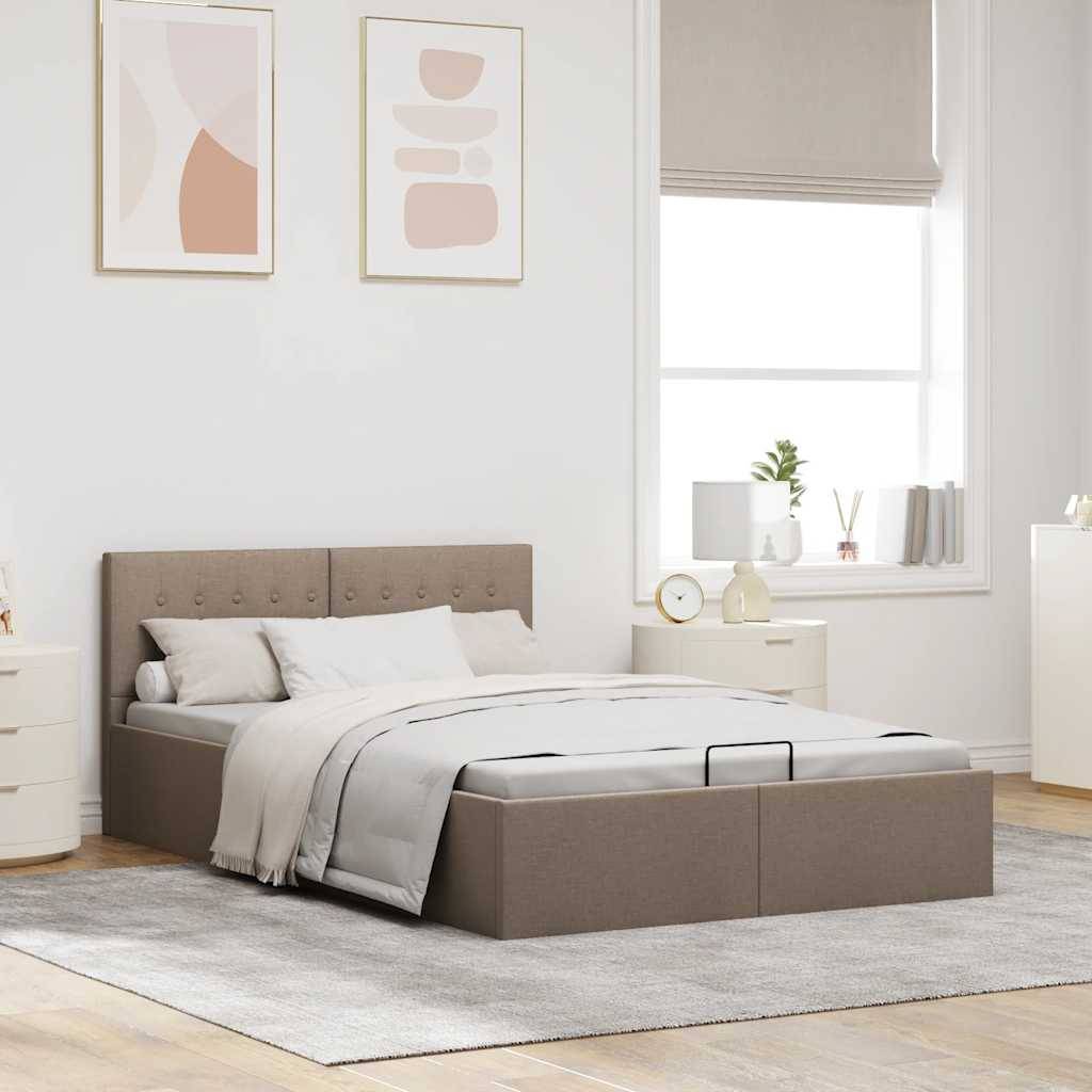 vidaXL Stauraumbett Hydraulisch Taupe Stoff 120×200 cm
