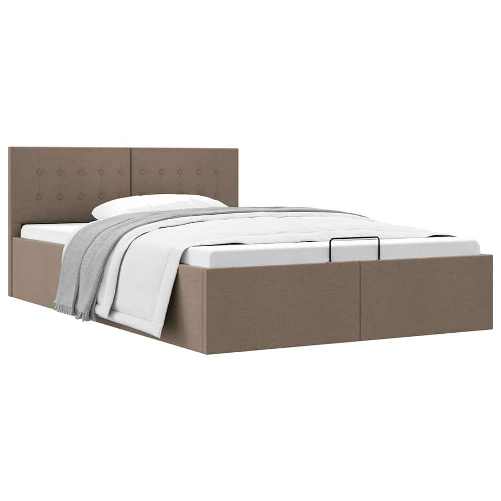 vidaXL Stauraumbett Hydraulisch Taupe Stoff 120×200 cm