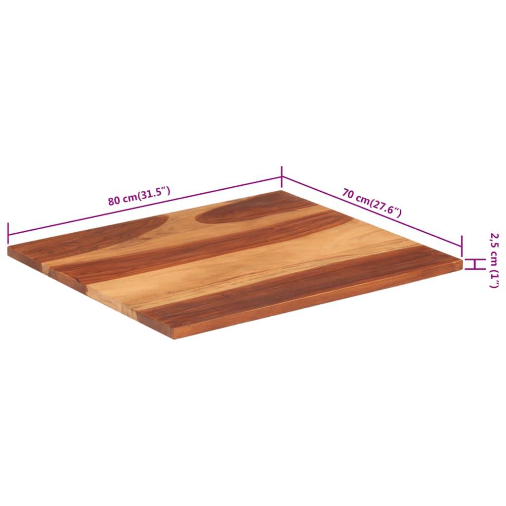 vidaXL Tischplatte Massivholz Palisander 25-27 mm 70×80 cm