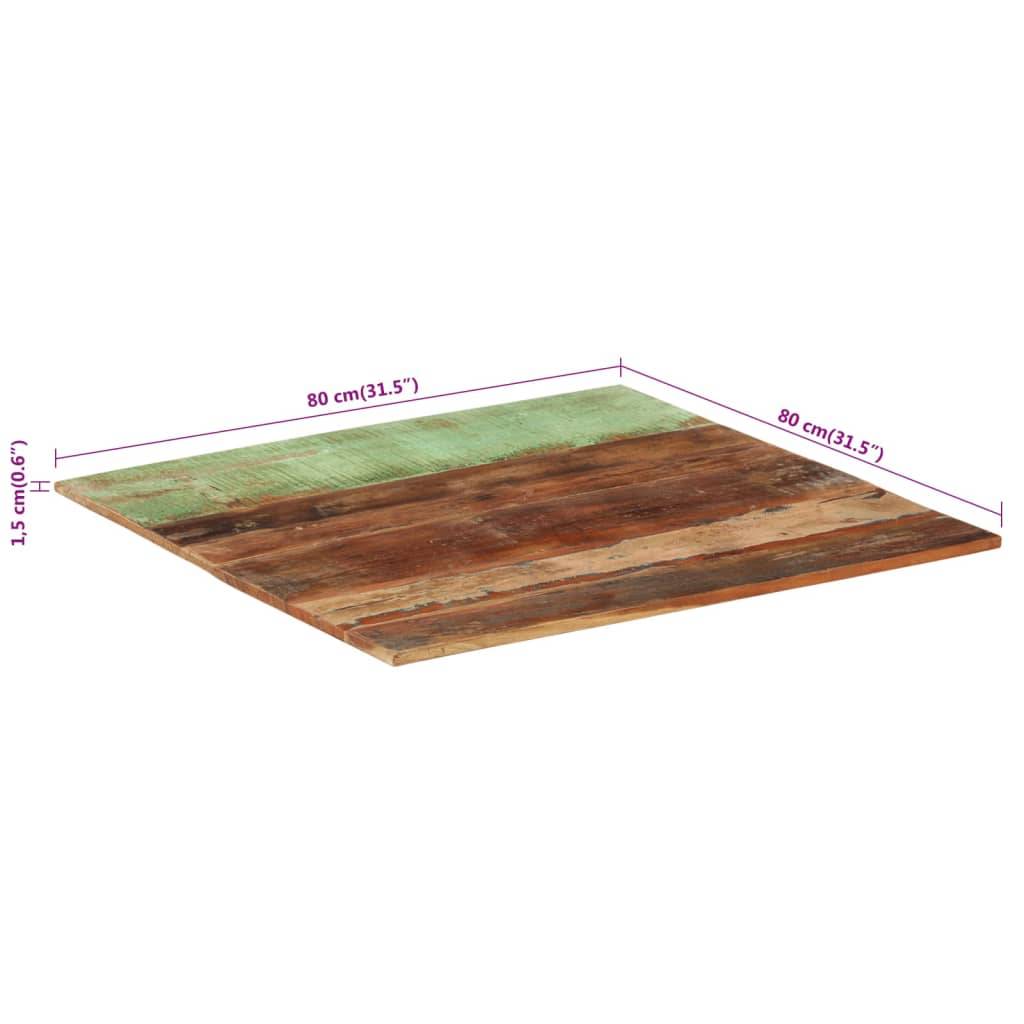 vidaXL Tischplatte Quadratisch 80x80 cm 15-16 mm Altholz Massiv