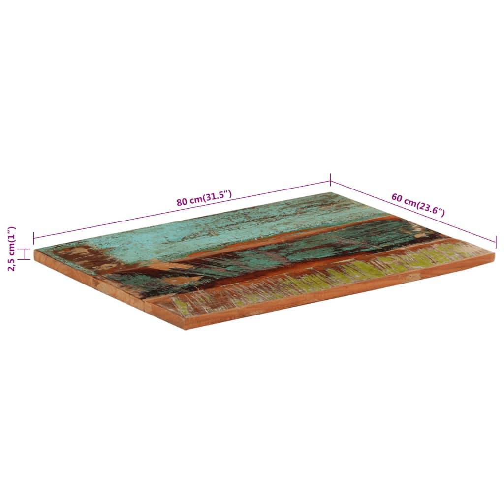 vidaXL Tischplatte Rechteckig 60x80 cm 25-27 mm Altholz Massiv