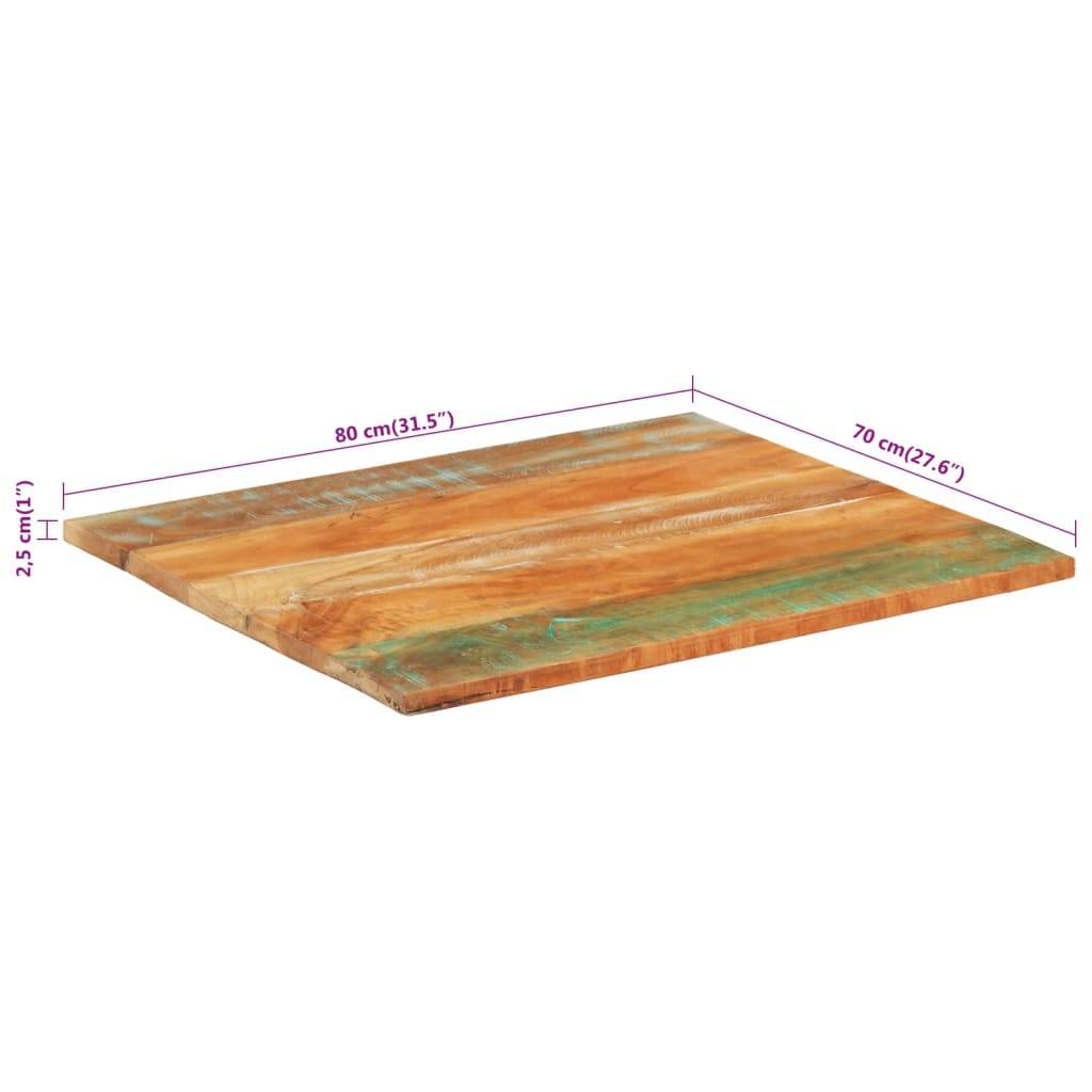 vidaXL Tischplatte Rechteckig 70x80 cm 25-27 mm Altholz Massiv