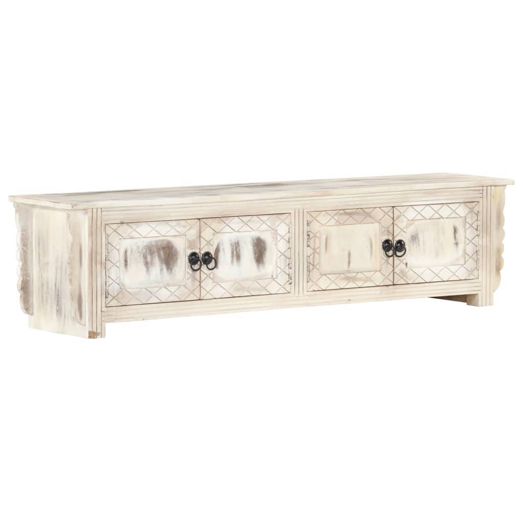 vidaXL TV-Schrank Weiß 140x30x35 cm Massivholz Mango