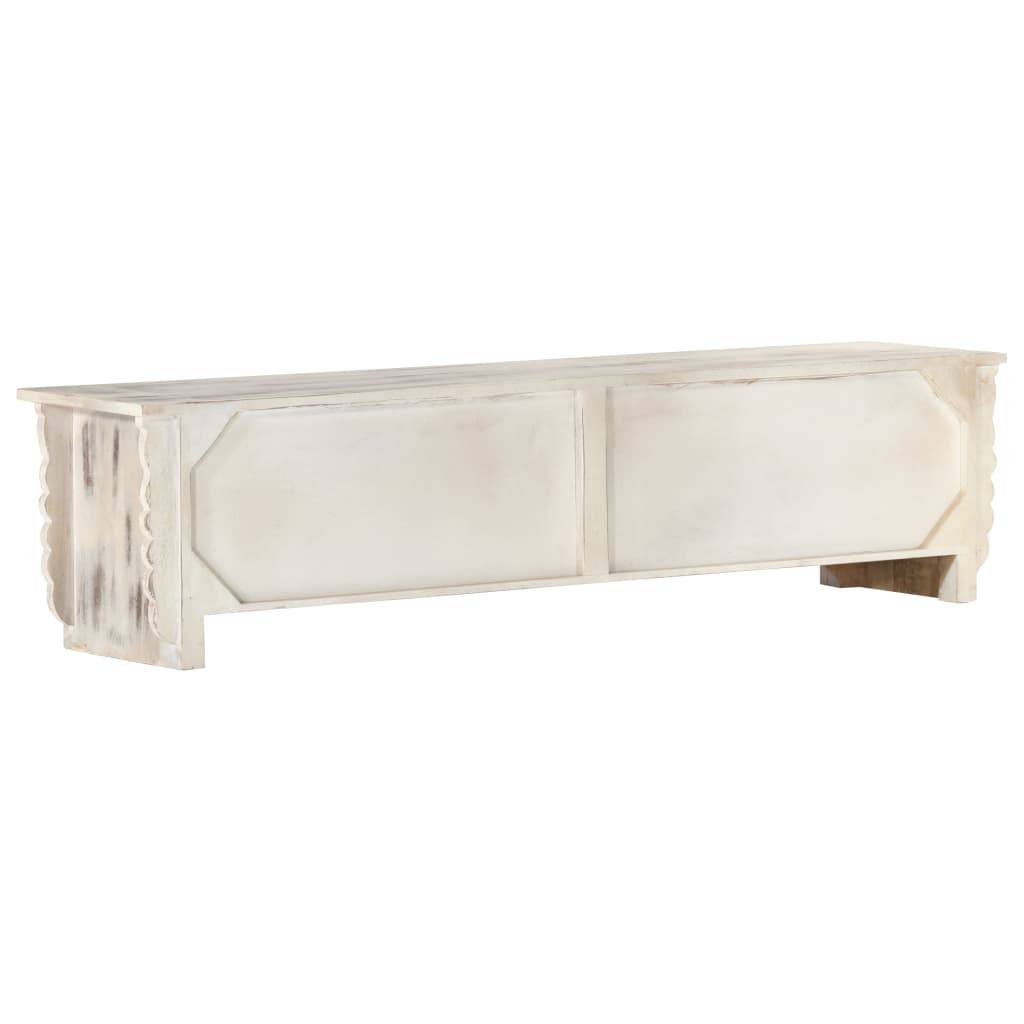 vidaXL TV-Schrank Weiß 140x30x35 cm Massivholz Mango