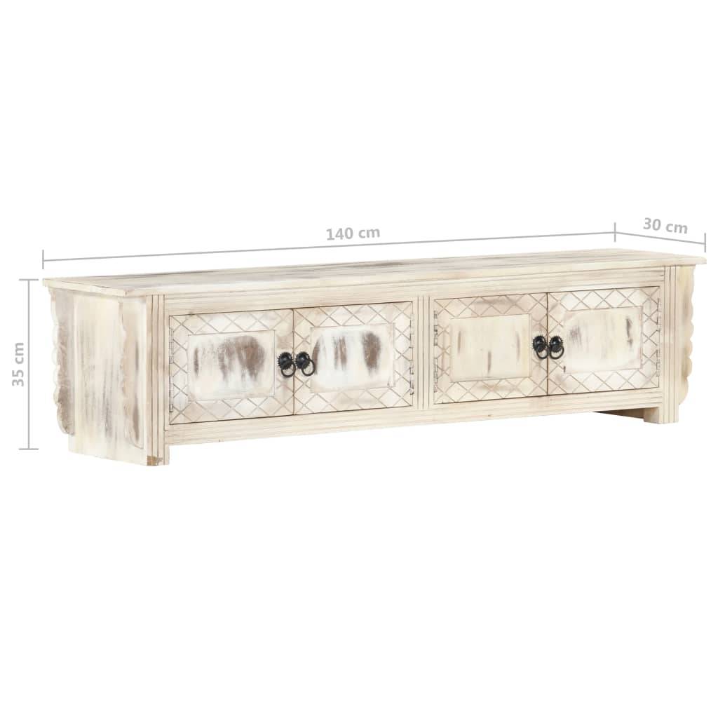 vidaXL TV-Schrank Weiß 140x30x35 cm Massivholz Mango