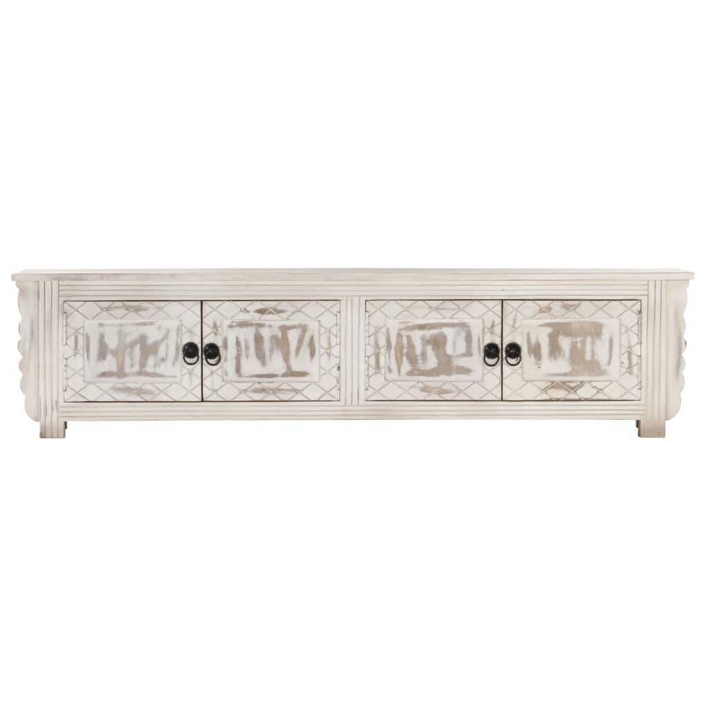 vidaXL TV-Schrank Weiß 140x30x35 cm Massivholz Mango